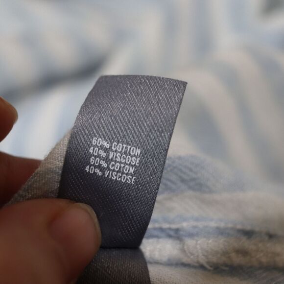 Aerie Blue and White Striped Button Down Popover Blouse Large - Picture 16 of 16